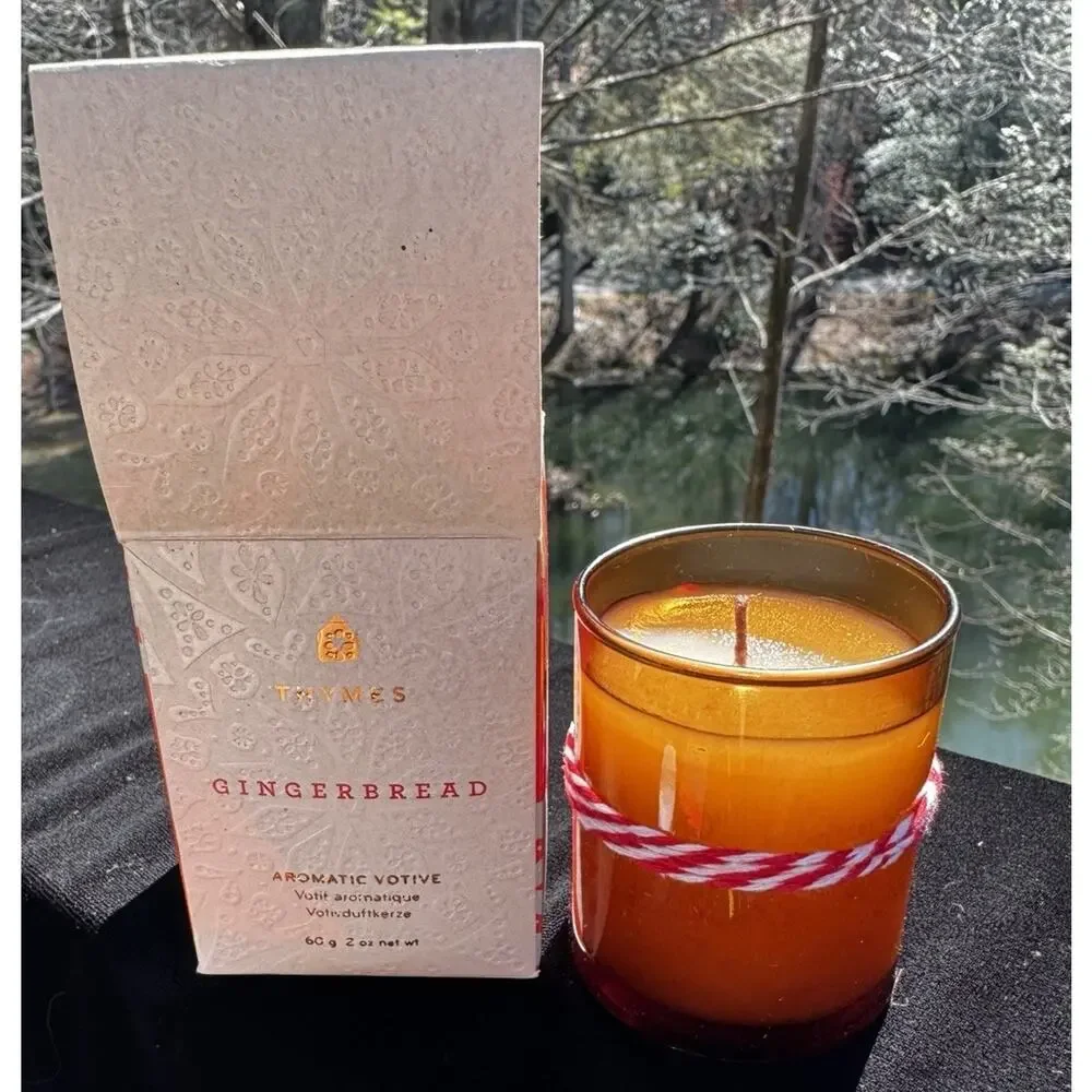Thymes Gingerbread Candle 60g 2oz Aromatic Votive Glass In Box Holiday